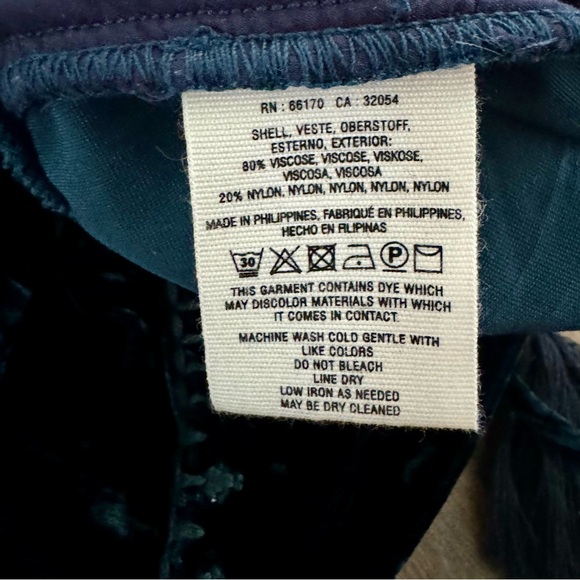 ANTHROPOLOGIE Hei Hei Wide Leg Velvet Crop Pant Culotte Green Embroidered Small - Picture 9 of 11